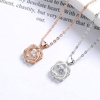 Rockyu ネックレス レディース 18金 ピンクゴールド ハートモチーフ ペンダント シルバー925 大きめ ジルコニア 星型チャーム付き 華やか アクセサリー