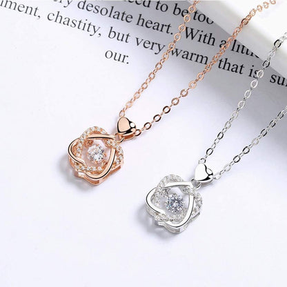 Rockyu ネックレス レディース 18金 ピンクゴールド ハートモチーフ ペンダント シルバー925 大きめ ジルコニア 星型チャーム付き 華やか アクセサリー