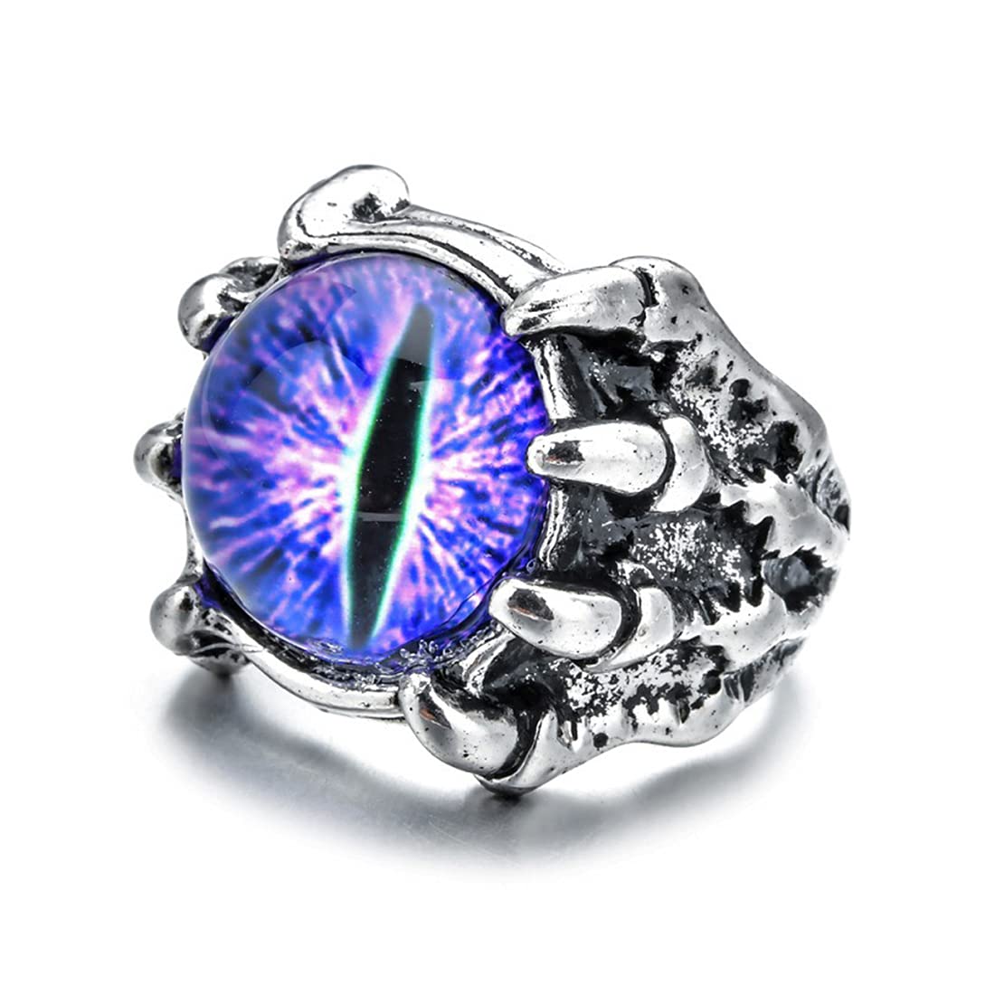 Rockyu 悪魔の目リング メンズ アジャスタブル ステンレス風 アンティーク調 指輪