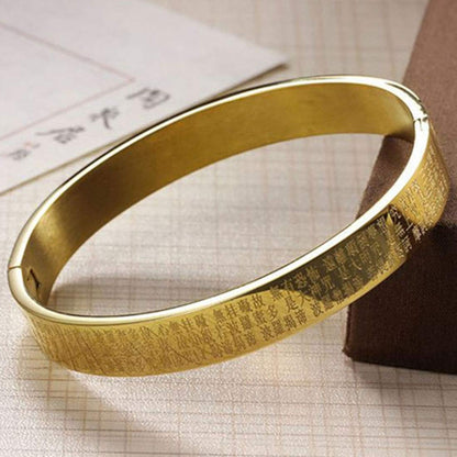 Rockyu 般若心経バングル メンズ レディース 8mm/10mm ゴールド＆シルバー