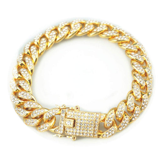 Rockyu 12mm キューバンチェーンブレスレット メンズ – ジルコニア煌めく喜平チェーン（全6種）