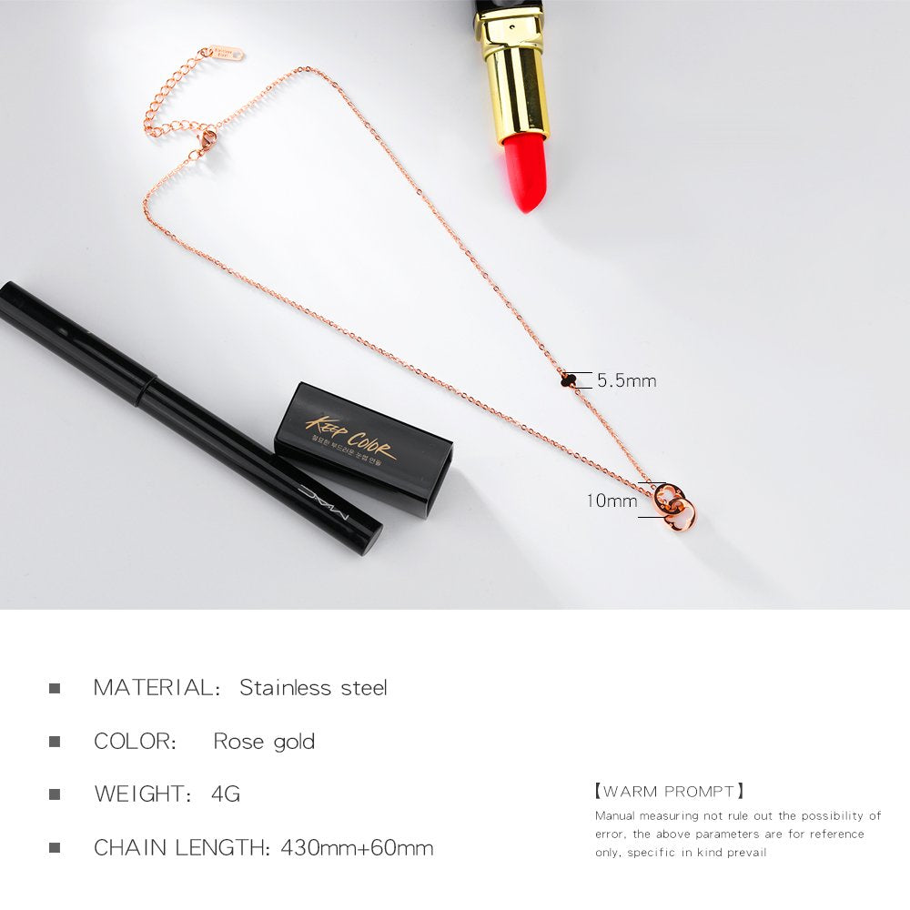 ダブルリングクローバーネックレス｜18金風ステンレス｜レディース シンプルペンダント