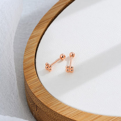 Rockyu レディースピアス シルバー925 ピンクゴールド 軟骨 トラガス 数珠デザイン 金属アレルギー対応