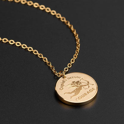 Rockyu キューピッドコインネックレス シルバー＆ゴールド｜金属アレルギー対応・62cmチェーン