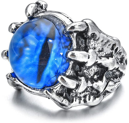 Rockyu 悪魔の目リング メンズ アジャスタブル ステンレス風 アンティーク調 指輪