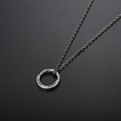 Rockyu ネックレス メンズ シルバー リングホルダーペンダント｜60cm チタンチェーン 指輪風デザイン 男女兼用