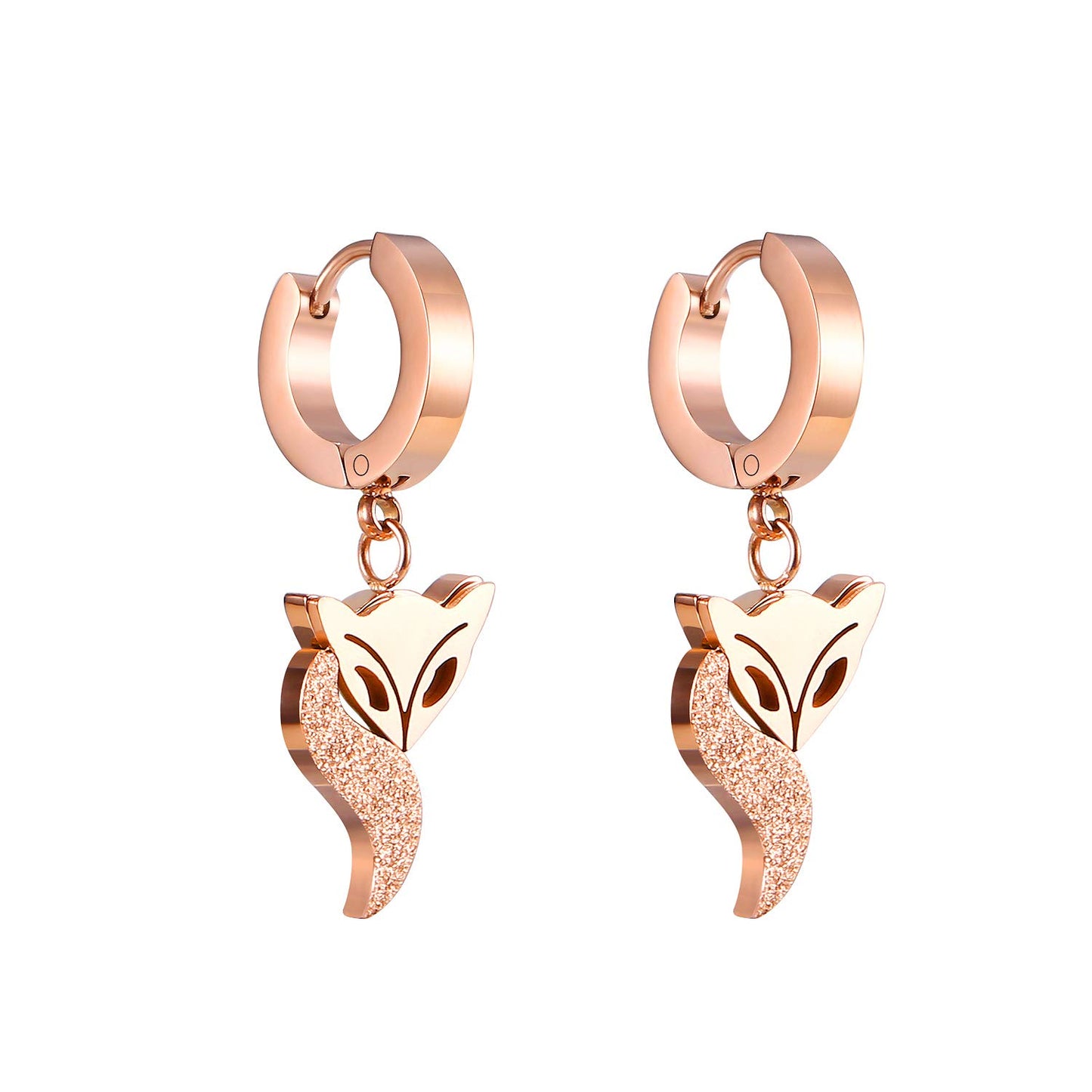 Rockyu ピアス レディース フープ フォックス ピンクゴールド チタン製