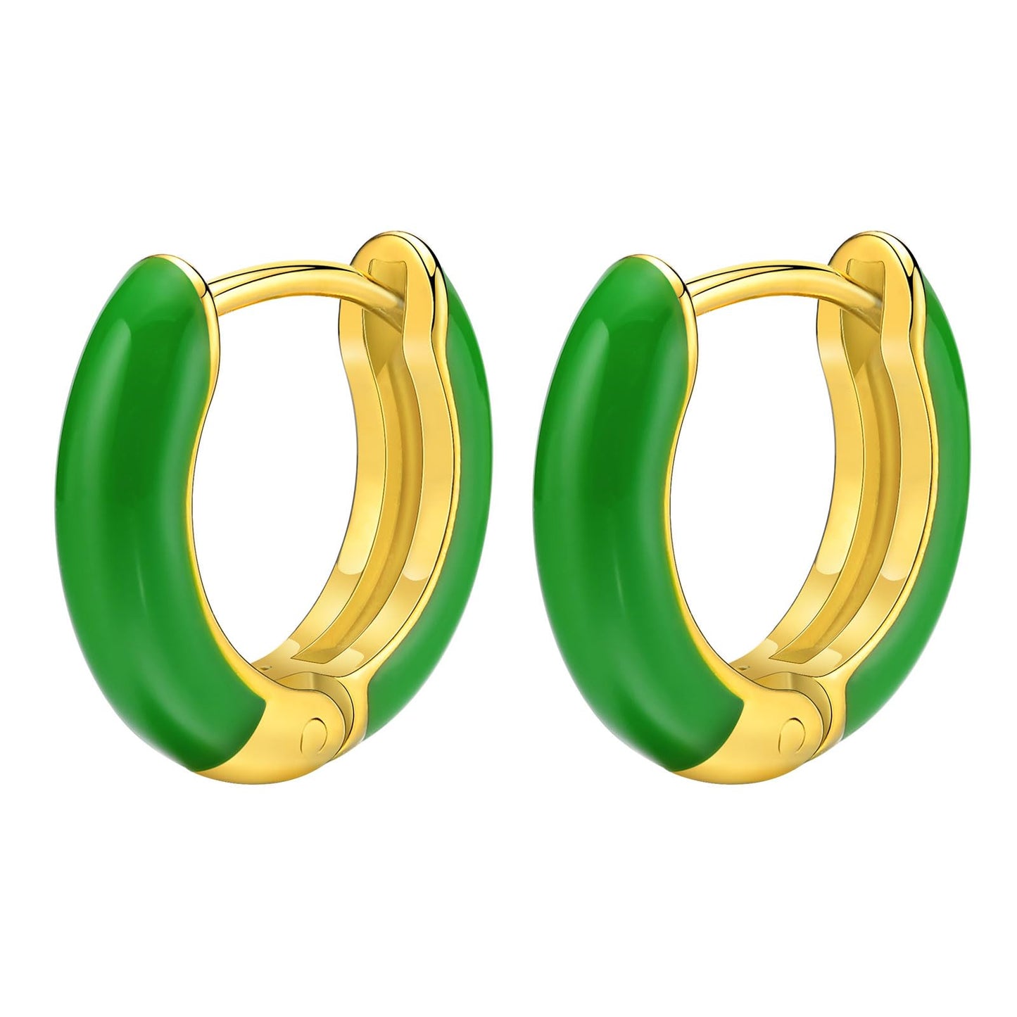 Rockyu レディース フープピアス 3色セット｜14.4mm 小さめ カラーエナメル フープ｜金属アレルギー対応 ステンレス製 18金コーティング