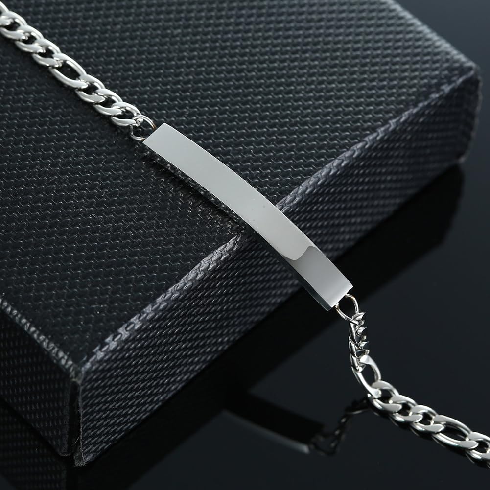 Rockyu ブレスレット レディース プレート チェーン ステンレス製 金属アレルギー対応 全3色