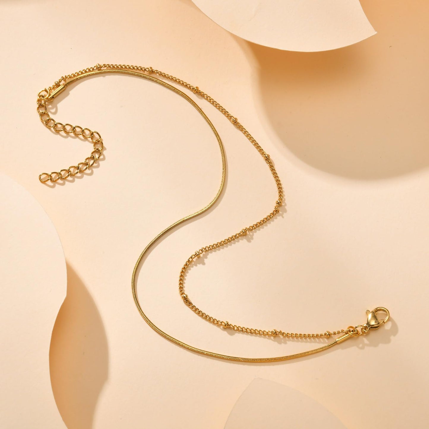 アンクレット レディース ゴールド ダブルチェーン ステンレススチール 調整可能 夏アクセサリー