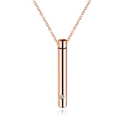 Rockyu 円筒カプセル 遺骨ネックレス｜ジルコニア×ステンレス製 手元供養ペンダント