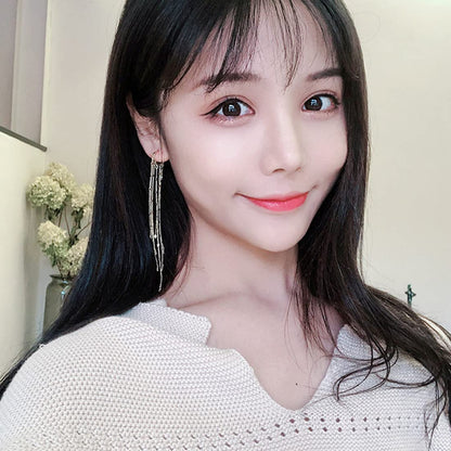 Rockyu フリンジフープピアス レディース ロング 揺れる 18金メッキ 小顔効果 アレルギー対応