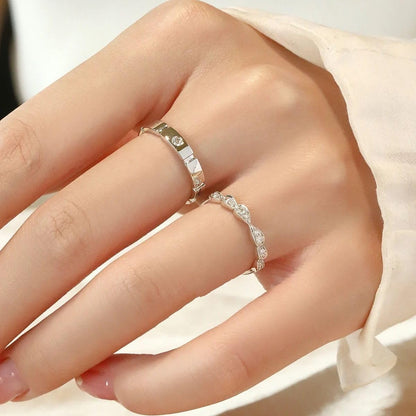 Rockyu ペアリング カップル シルバー925 フリーサイズ ジルコニア入り 指輪セット