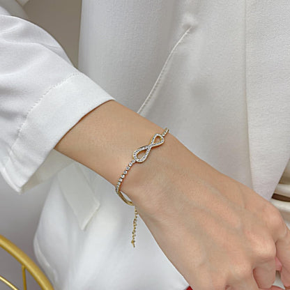 ブレスレット レディース ゴールド 無限大モチーフ CZダイヤ ジルコニアブレスレット