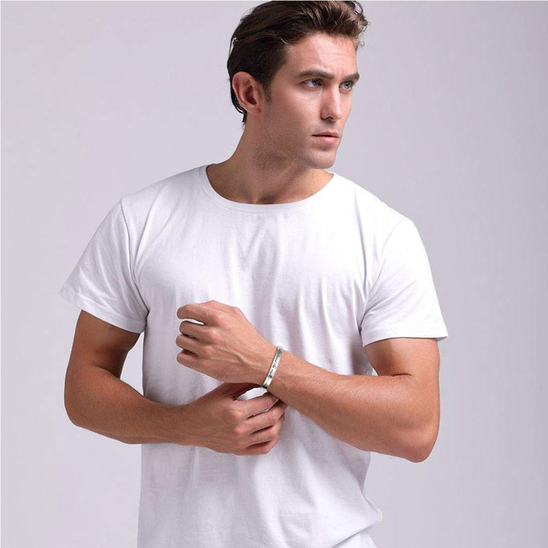 Rockyu フリーサイズ ステンレス バングル ブレスレット メンズ レディース ペア対応 刻印入り おしゃれシンプルデザイン