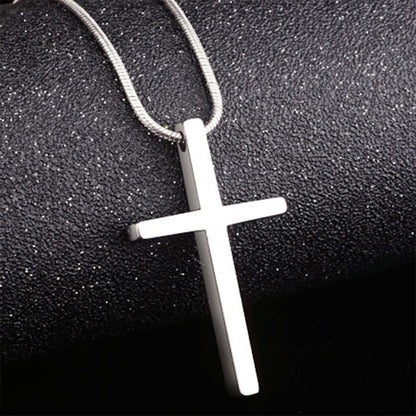 Rockyu ネックレス メンズ タングステン シルバー 十字架ペンダント 鏡面加工