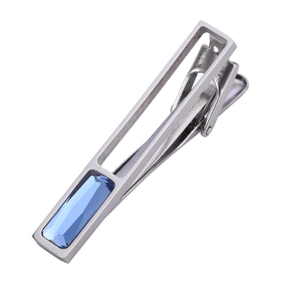 Rockyu ネクタイピン メンズ 誕生石＆天然貝インレイ 水色石 青砂石 パールシェル 黒蝶貝 5cm ビジネス フォーマル