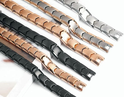 Rockyu ブレスレット メンズ 18K チタン製 磁気 ゲルマニウム ピンクゴールド＆シルバー ヨーロピアンスタイル