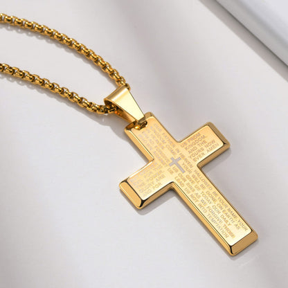 Rockyu クロスネックレス ステンレス メンズ ゴールド ブラック シルバー ペンダント