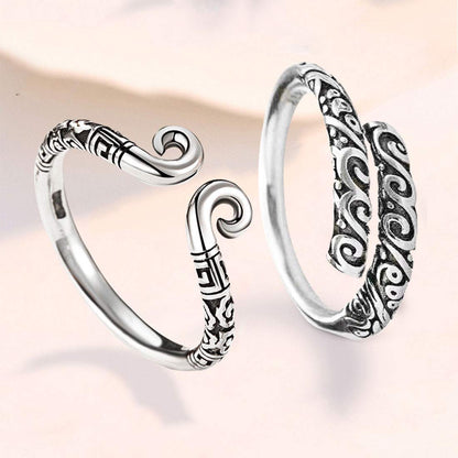 Rockyu 孫悟空モチーフ ペアリング2個セット シルバー925 フリーサイズ 中華風指輪