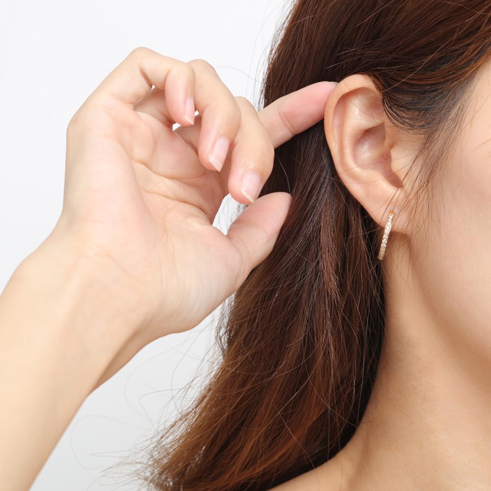 ピアス レディース ゴールド シルバー フープピアス ジルコニア 16mm 20mm 2サイズ展開 ステンレス製 金属アレルギー対応 両耳用 小さめ 軽量 フープジュエリー 誕生日 記念日 プレゼント