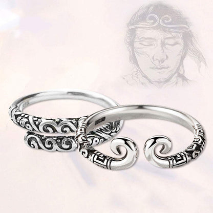 Rockyu 孫悟空モチーフ ペアリング2個セット シルバー925 フリーサイズ 中華風指輪