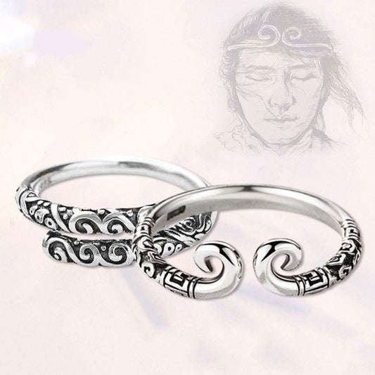 Rockyu 孫悟空モチーフ ペアリング2個セット シルバー925 フリーサイズ 中華風指輪