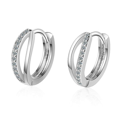 Rockyu フープピアス レディース 小さめ ジルコニア付き シンプルデザイン サージカルステンレス製 金属アレルギー対応