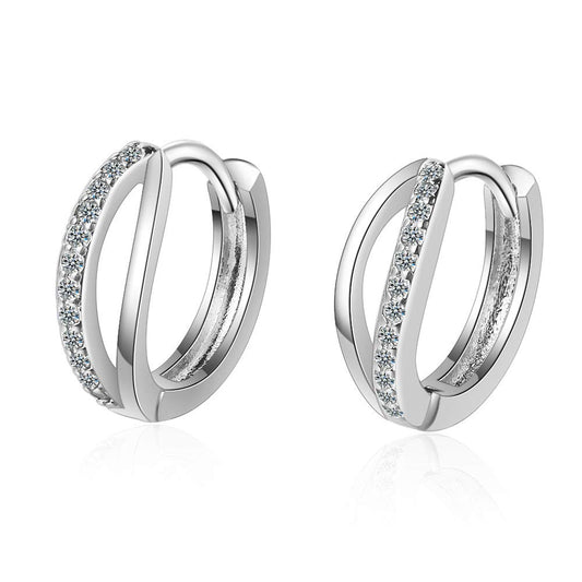 Rockyu フープピアス レディース 小さめ ジルコニア付き シンプルデザイン サージカルステンレス製 金属アレルギー対応