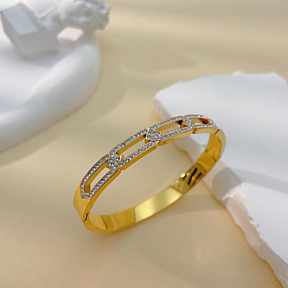 バングル レディース ゴールド シルバー ステンレス 金属アレルギー対応 ジルコニア 透かしデザイン