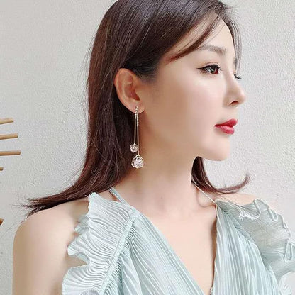 Rockyu ローズモチーフピアス レディース シルバー925 揺れるデザイン ジルコニア入り