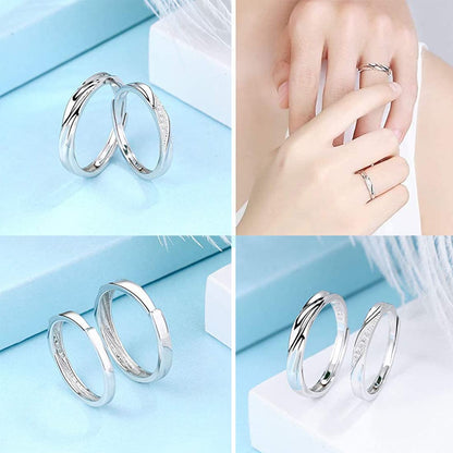 Rockyu ペアリング 純銀 シンプルデザイン シルバー925 メンズ＆レディース フリーサイズ