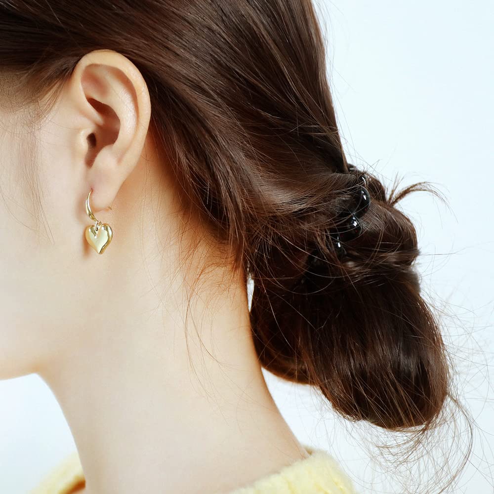 Rockyu ピアス レディース チタン ハート 鏡面 シルバー 光面 金属アレルギー対応