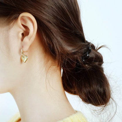 Rockyu ピアス レディース チタン ハート 鏡面 シルバー 光面 金属アレルギー対応