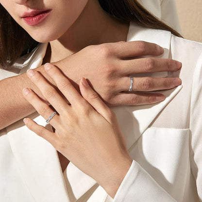 Rockyu メビウス ペアリング 一粒ダイヤ シルバー925 指輪 フリーサイズ