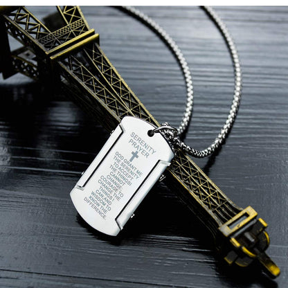 Rockyu 軍牌ネックレス ステンレス製 クロス刻印 セレニティプレイヤー 60cmチェーン