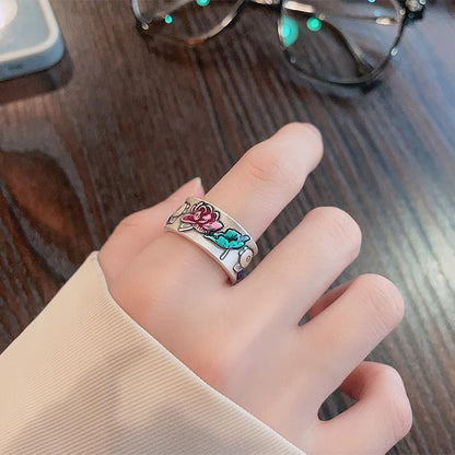 Rockyu 指輪 レディース フリーサイズ シルバー925 蓮花＆鯉モチーフ リング 金属アレルギー対応 おしゃれ プレゼント