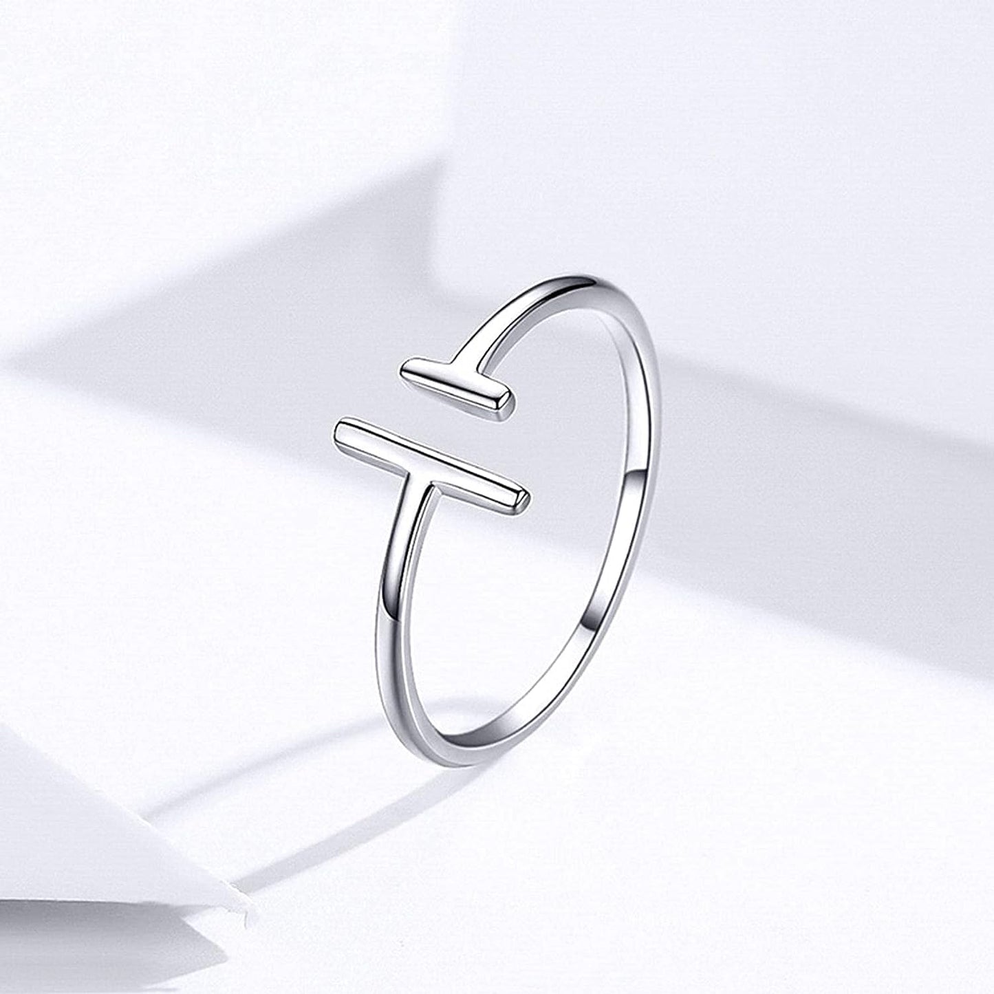 Rockyu シルバー925 レディースリング 平行線デザイン フリーサイズ 純銀 ファッションリング