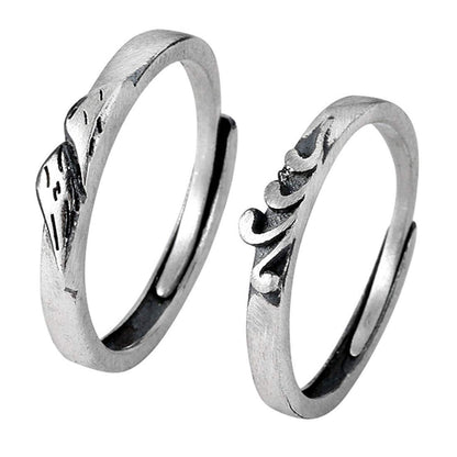 Rockyu 指輪 メンズ シルバー925 フリーサイズ 復古デザイン ペアリング 結婚婚約対応