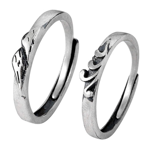 Rockyu 指輪 メンズ シルバー925 フリーサイズ 復古デザイン ペアリング 結婚婚約対応