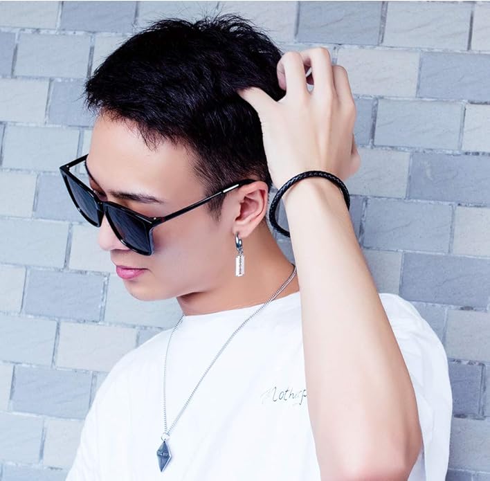 Rockyu フープピアス メンズ レディース ステンレス シルバー カミソリモチーフ ユニセックス