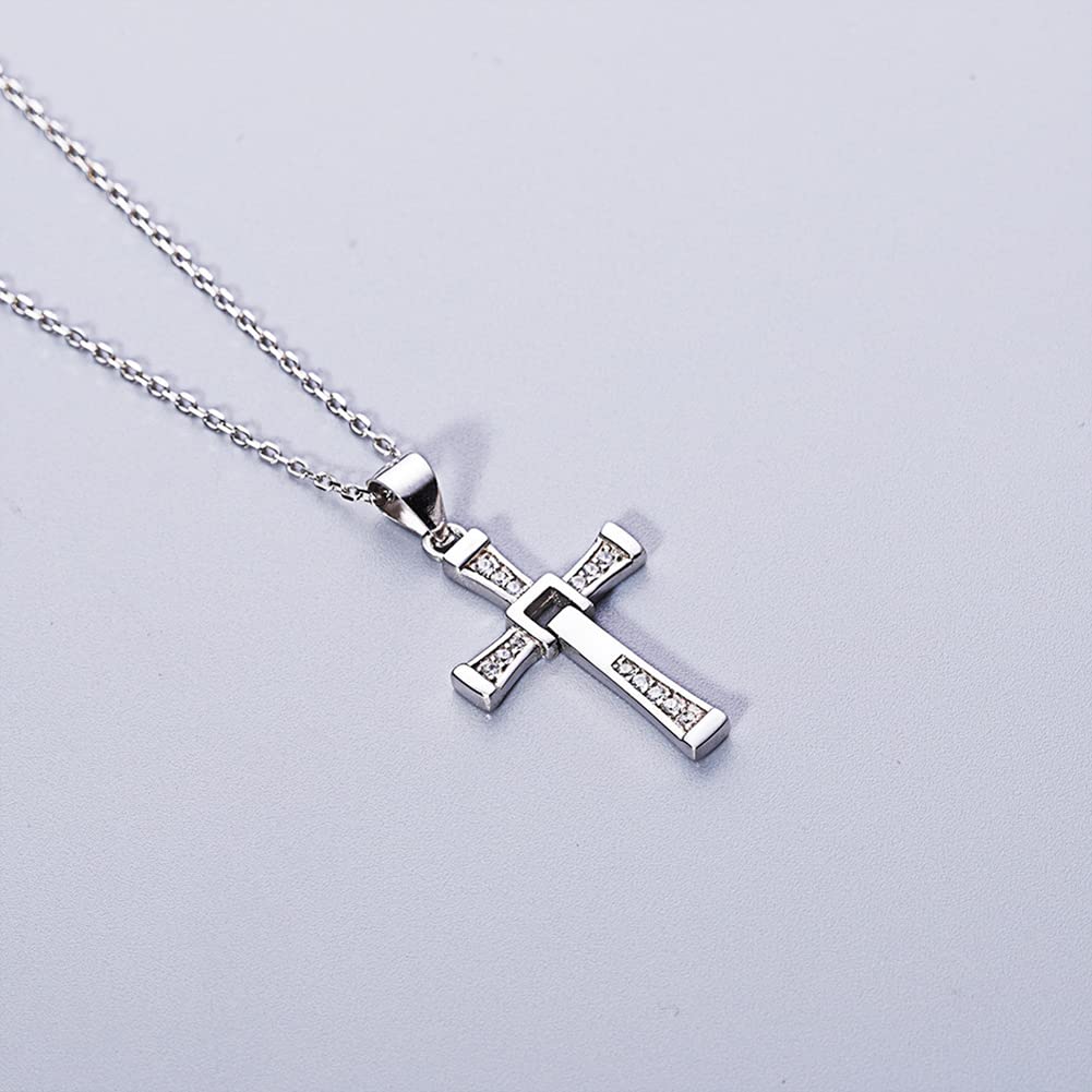 Rockyu 十字架ネックレス レディース チタン製 18K仕上げ クロスデザイン ジルコニア付