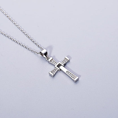Rockyu 十字架ネックレス レディース チタン製 18K仕上げ クロスデザイン ジルコニア付
