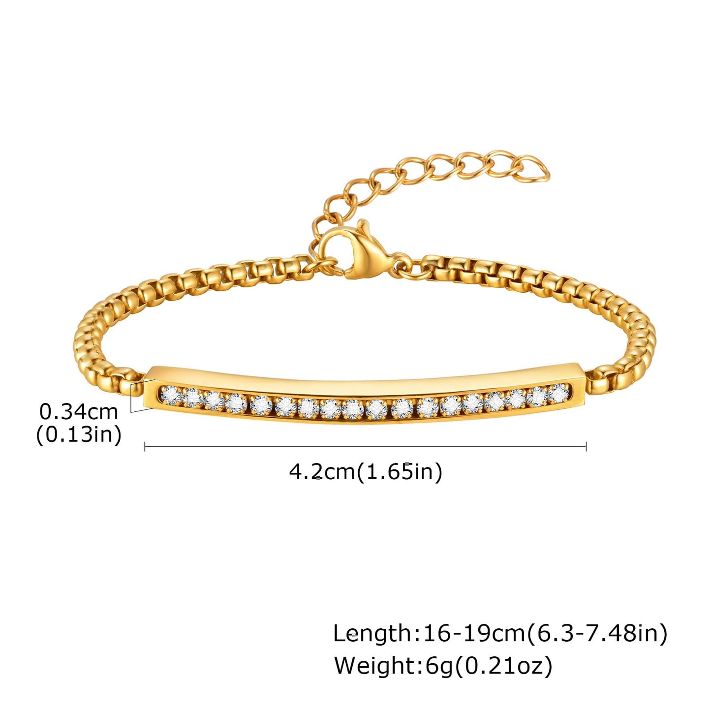 ペアブレスレット キュービックジルコニア付き｜ゴールド＆シルバー ステンレスチェーン