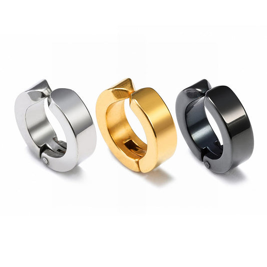 Rockyu ピアス メンズ レディース フープ シルバー ブラック ゴールド ステンレス 金属アレルギー対応