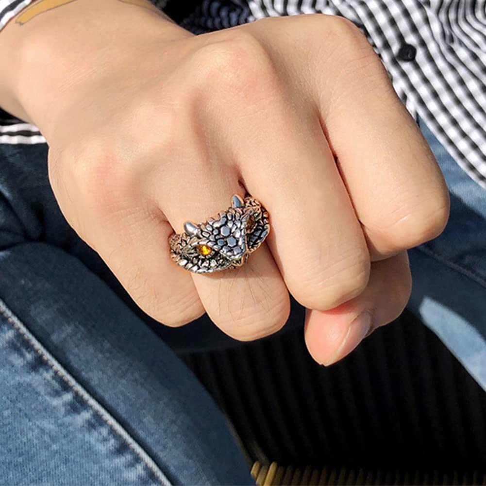 【龍眼輝く】スネークリング メンズ｜アンティーク風ステンレス製フリーサイズリング