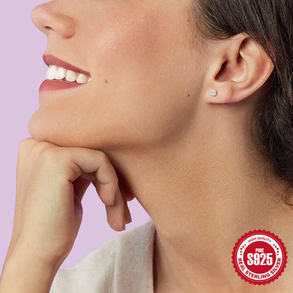 Rockyu シルバー925 花型スタッドピアス（ターコイズ＆ジルコニア・両耳用）