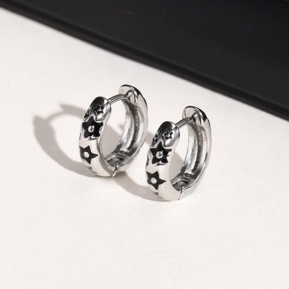 Rockyu ピアス メンズ シルバー 星形フープ ステンレス 金属アレルギー対応 スターピアス