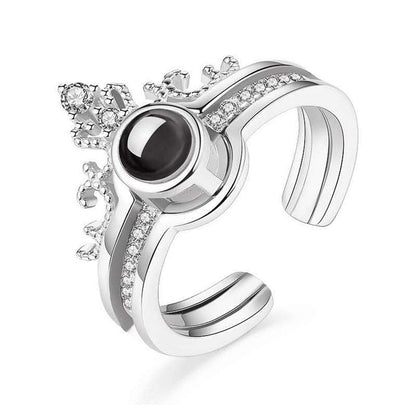 Rockyu リング レディース 王冠デザイン ピンクゴールド プロジェクションリング フリーサイズ 人気 ギフト