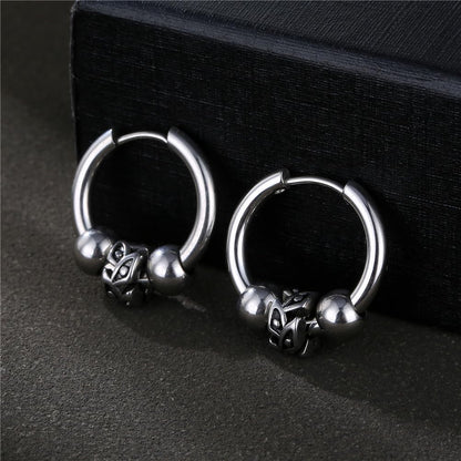 Rockyu ピアス メンズ フープ シルバー 鈴付き リングピアス 316Lステンレス 両耳用